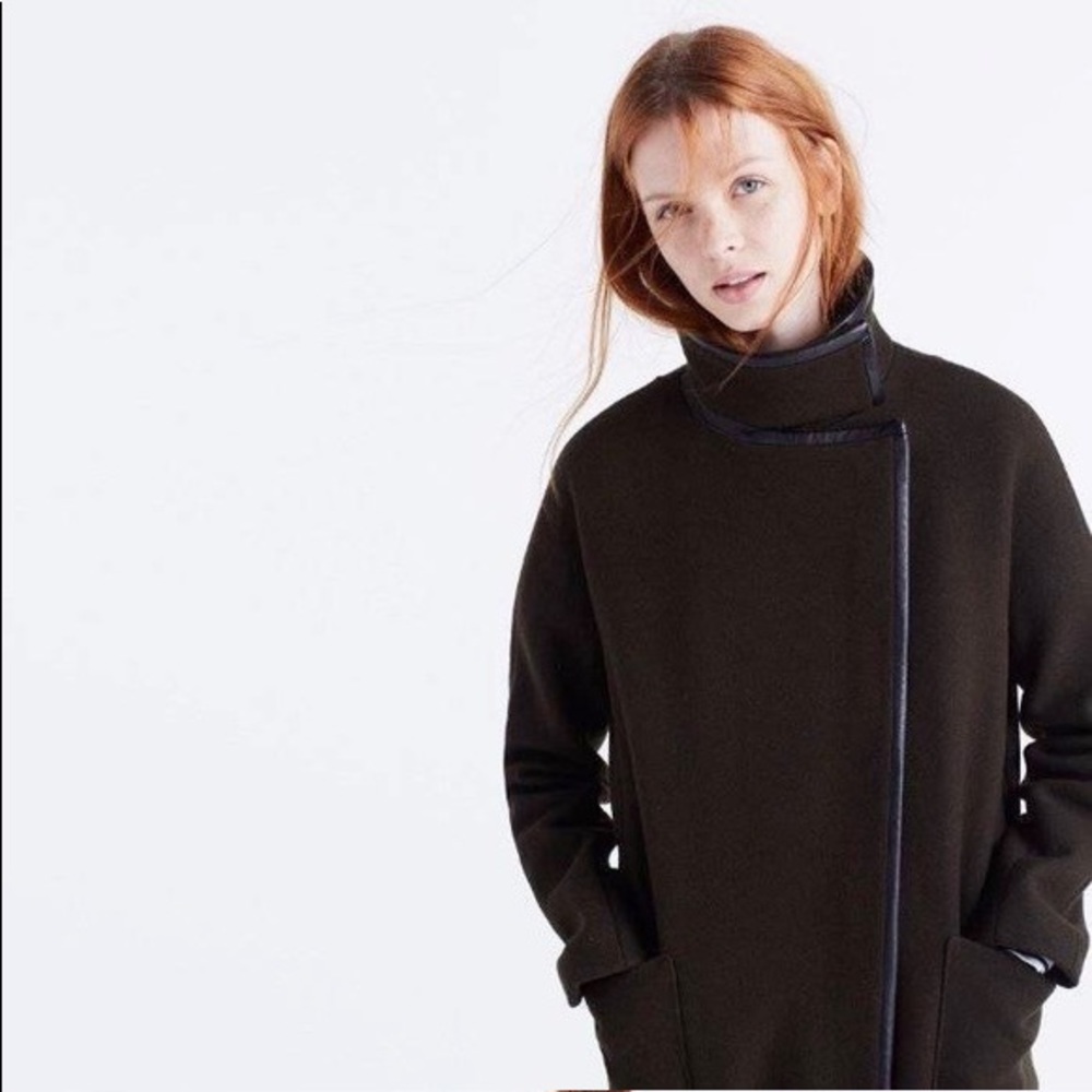 Madewell city grid coat in dark green size 2